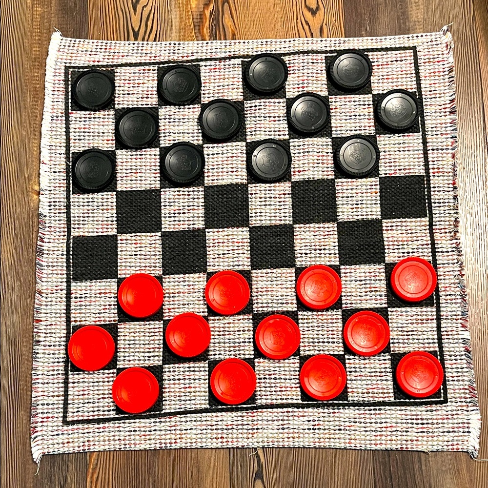 Large Floor Checkers Tic Tac Toe Cloth Set EXC Multiflex Designs